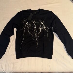 RtA Black Crewneck Sweater with White Graphic